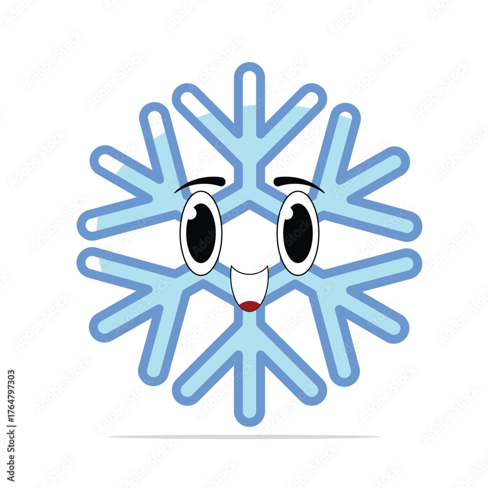 Fototapeta premium Cute Kawaii Ice Crystal Vector Pastel Colored Flat Style Snowflake Illustration, Hand Drawn Winter Symbol Icon for Cold Weather, Frozen Theme, Holiday, Christmas, and Seasonal Design