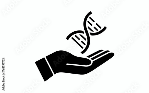 Hand holding DNA strand offering genomic possibilities for medicine and biotechnology research and advancements in genetic science and health innovations