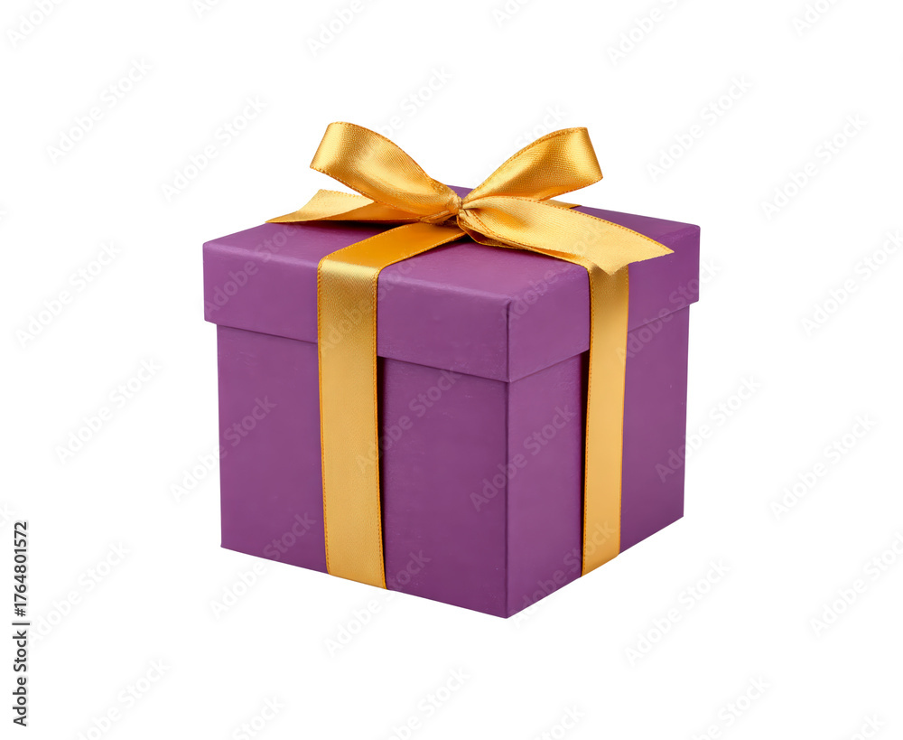 Fototapeta premium Elegant gift box with gold ribbon for celebrations and special occasions on transparent background