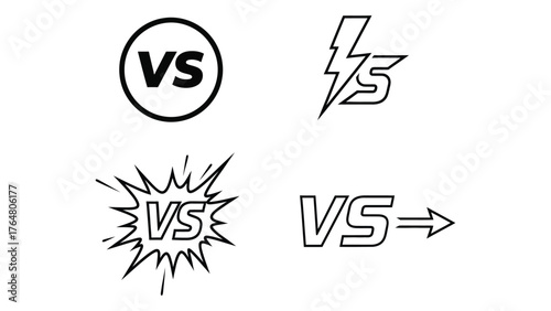 Versus icons set competition challenge conflict versus battle confrontation symbol design silhouette