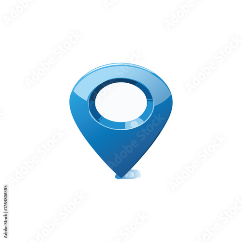 Blue 3D Location Pin Icon on Black Background for Maps and Navigation