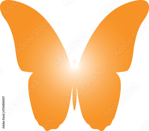 Bright orange butterfly silhouette with glowing center