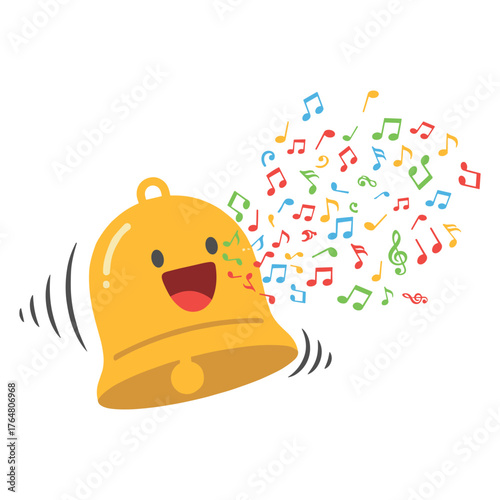Happy Ringing Bell Music Vector Illustration