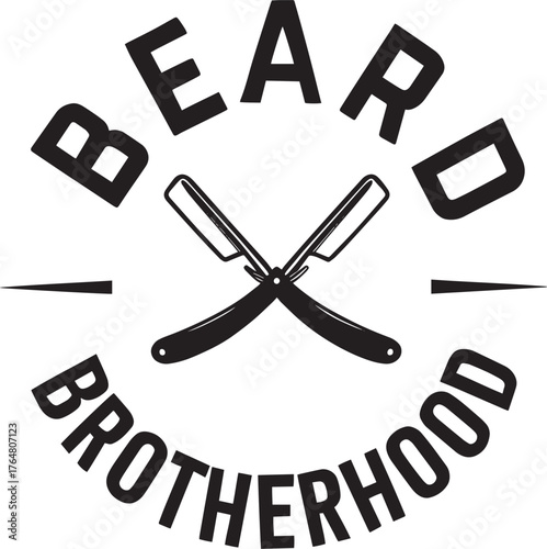 Beard brotherhood logo with crossed straight razors