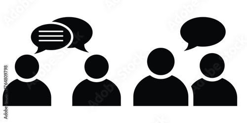 People Talking and Communication Icon Set – Vector Illustration of Conversation, Chat, and Dialogue Symbols 
in Flat and Outline Styles for Business, UI, and UX Design