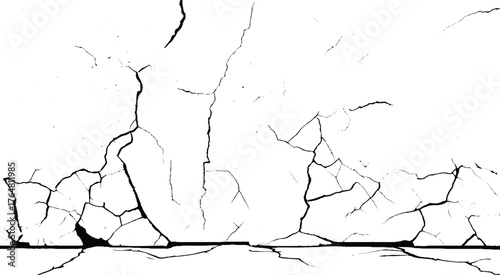 Black Grunge Fracture with Splattered Paint. Grunge Crack Line with Ink Drips