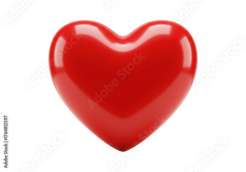 Shiny red heart isolated PNG, glossy love symbol on transparent background for Valentine s Day and romantic designs