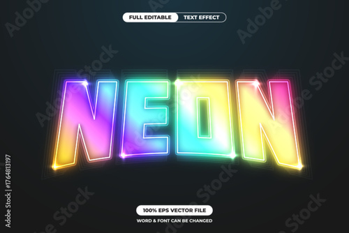 Vibrant Neon Text Effect with Editable Vector Design