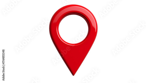 Free Download A glossy, red, three-dimensional location marker, isolated on a stark black background - GFXLoad