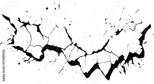 Cracked Surface Isolated on White