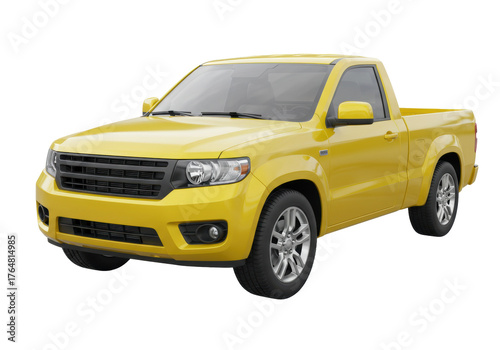 Foto Yellow pickup truck PNG isolated on transparent background, modern vehicle for t
