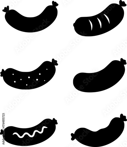 Sausage vector illustration, silhouette version