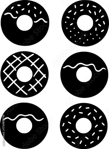 Donut vector illustration, silhouette version