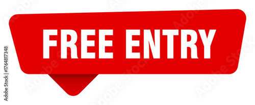 free entry red sticker isolated on transpatent background. free entry sign