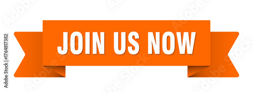 join us now ribbon isolated on transparent background. join us now ribbon