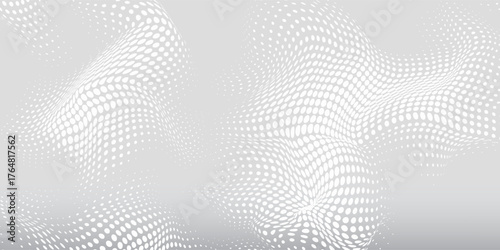 Dot white gray wave light technology texture background. Abstract big data digital concept. 3d rendering.