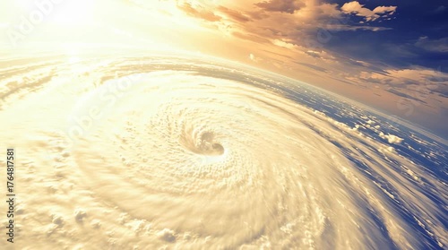 Approaching Storm's Eye: A mesmerizing aerial perspective unveils a powerful hurricane, showcasing nature's raw force through swirling clouds and a striking eye.