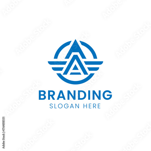Iconic typography letter mark initial AA wing logo.