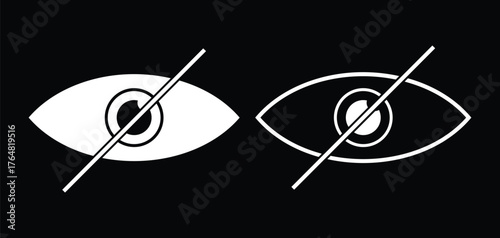 Hide and show password icons. Flat and linear. Different vector eye icons