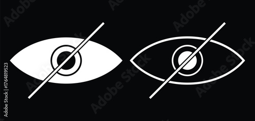 Hide and show password icons. Flat and linear. Different vector eye icons