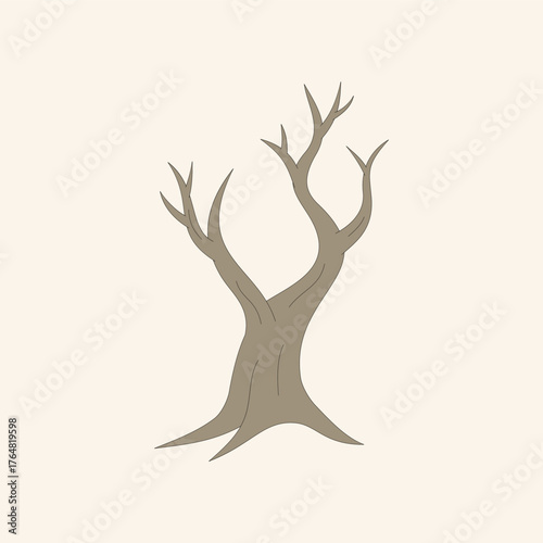 Dry tree. Dead tree. Nature theme. Vector illustration.