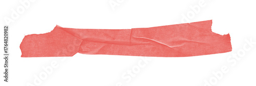 pink ripped textured paper adhesive masking tape isolated on white background for craft and design use.