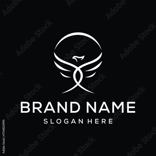 minimalist eagle hawk falcon logo design template