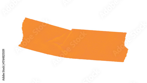 Orange adhesive tape on white background, realistic sticky tape strip for design and graphics use.