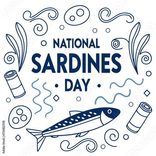 NATIONAL SARDINES DAY vector illustration