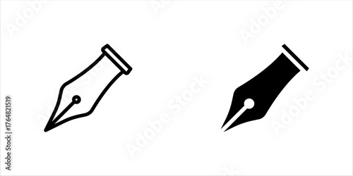 Pen nib flat vector icon set design with editable stroke on a white background vector illustration, eps 10