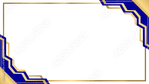 Modern Blue and Gold Geometric Frame with Light Gray Background