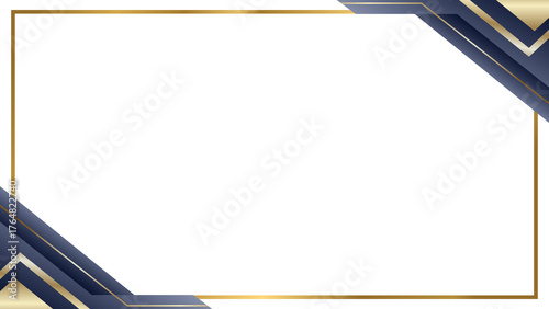 Premium Navy Blue and Gold Abstract Frame on Light Gray Background