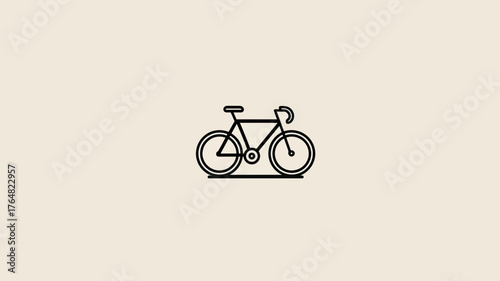 Minimalist Line Art Bicycle Icon on Plain Background - Cycling, Eco-friendly Transport, Sport, Fitness Symbol