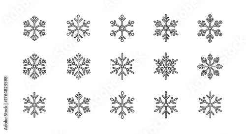Winter Snowflakes Outline Symbols Collection