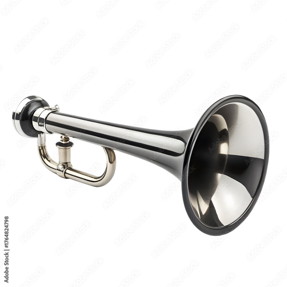 Obraz premium Black vintage bicycle horn isolated on transparent background for transportation