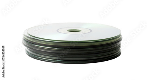 Stack of blank compact discs isolated on transparent background for data storage