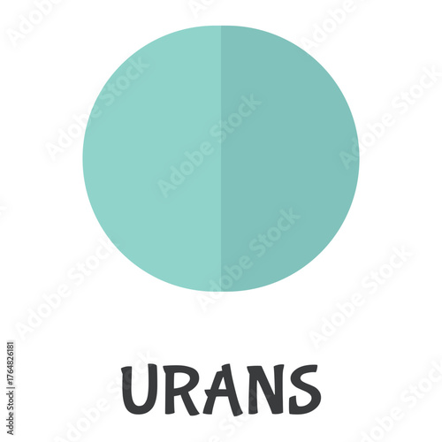 Uranus, the light blue-green ice giant planet, rendered as a simple, modern flat design icon