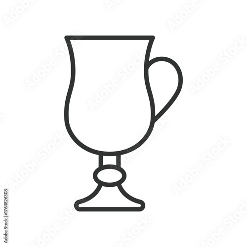Irish coffee glass icon in line design. coffee, glass, hot drink, beverage, alcohol, cocktail, bar, cafe on white background vector. Irish coffee glass editable stroke icon