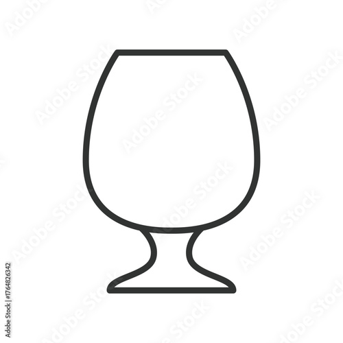 Brandy glass icon in line design. brandy, alcohol, beverage, drink, glassware, cocktail, bar, celebration on white background vector. Brandy glass editable stroke icon