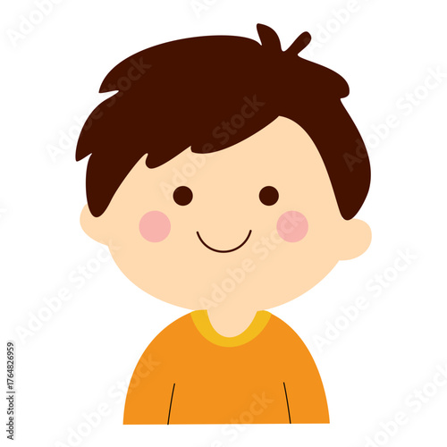 Joyful cartoon boy with smiling face and rosy cheeks, perfect for educational materials, playful branding, and cheerful children's content projects.