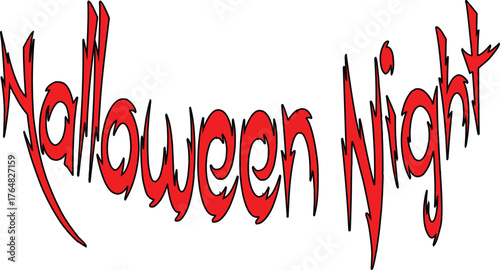 Halloween night text with scary red typography