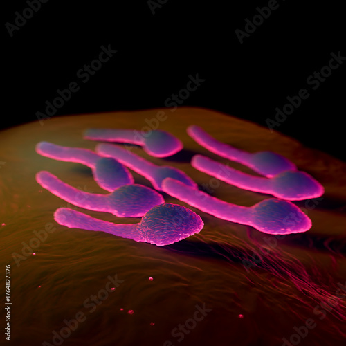 Clostridium Tetani Bacterium Microscopic 3D Render