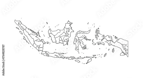 Explore the diverse regions of Indonesia with this detailed outline map, perfect for educational and informational projects.