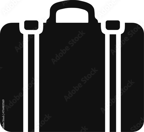 vintage suitcase with leather straps and handle on top silhouette