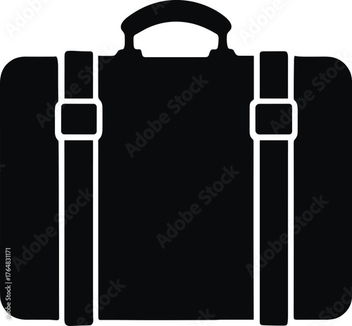 vintage suitcase with leather straps and handle on top silhouette