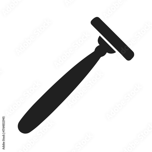 Simple barber razor silhouette vector grooming tool icon minimal design with white background