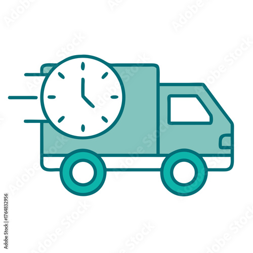 Delivery Truck with Clock Icon for Web and Graphic Design