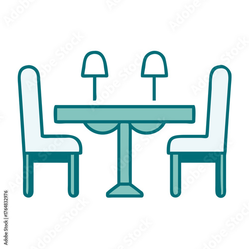 Dining Table with Chairs Icon for Web and Graphic Design