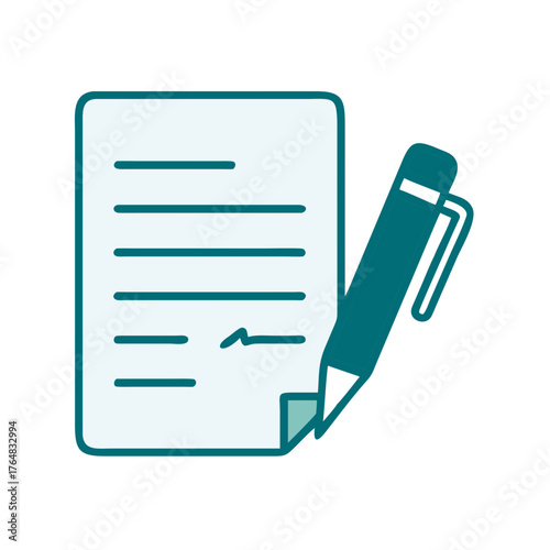 Document and Pen Icon for Web and Graphic Design