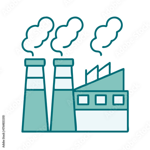 Factory with Chimneys Icon for Web and Graphic Design